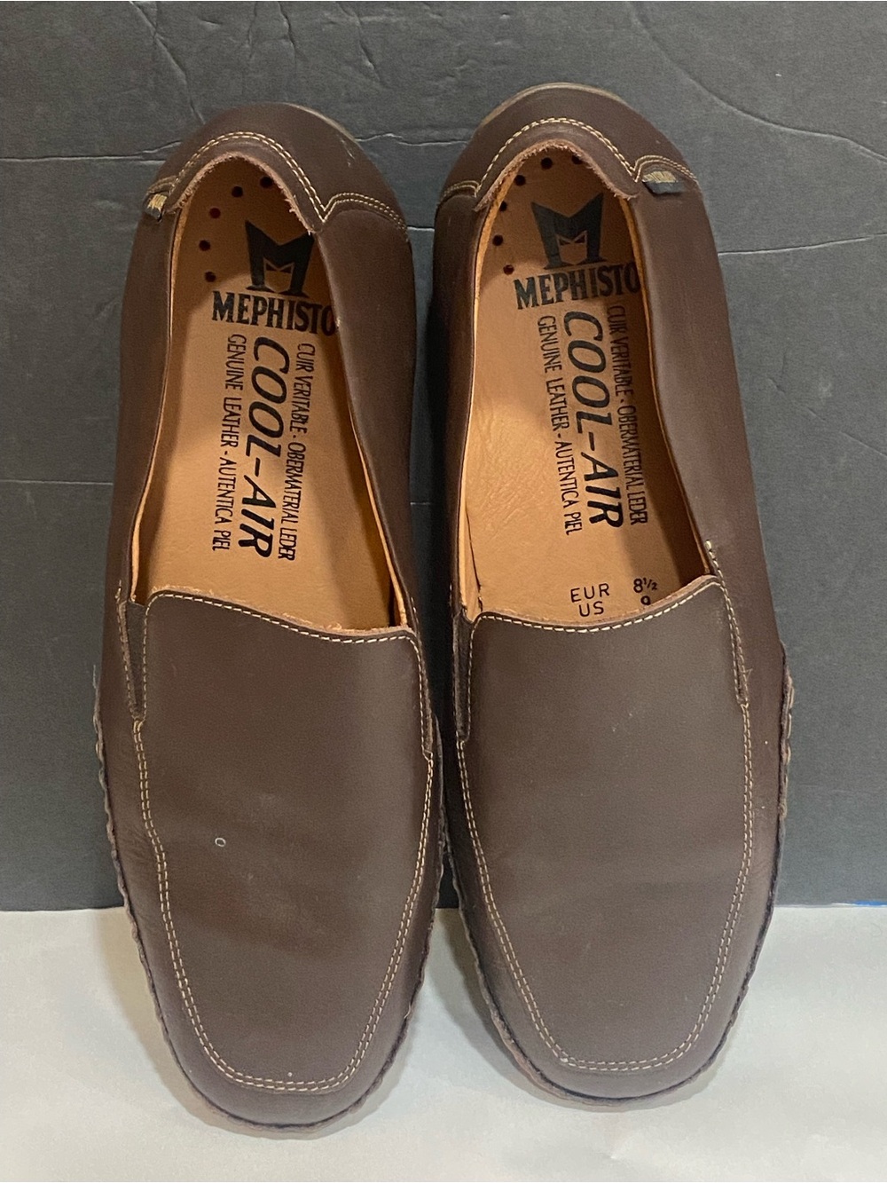 Mephisto Shoes Mens 9 Brown Leather Loafers Slip On Comfort Cool Air Casual